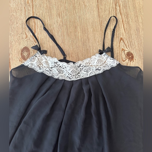Y2K Sheer‎ Lingerie Babydoll Dress Sheer Lace with Bows adjustable straps Sz M - Picture 5 of 9